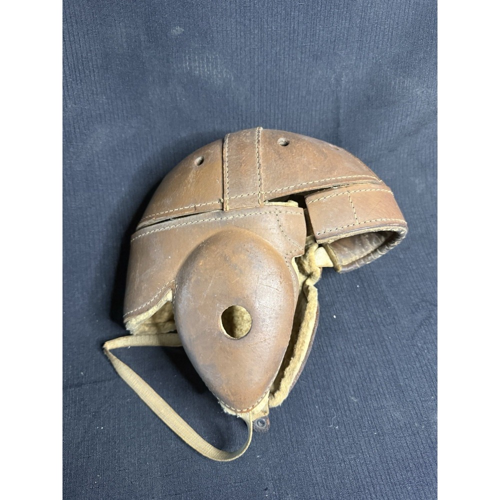 Vintage Wilson Antique Leather Dog-Ear Wool Lined Football Helmet USA Made